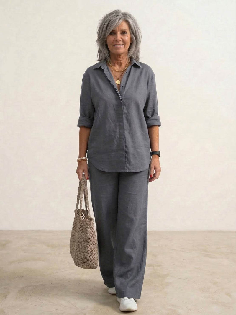 Relaxed Shirt &amp; Trousers Two-Piece Set