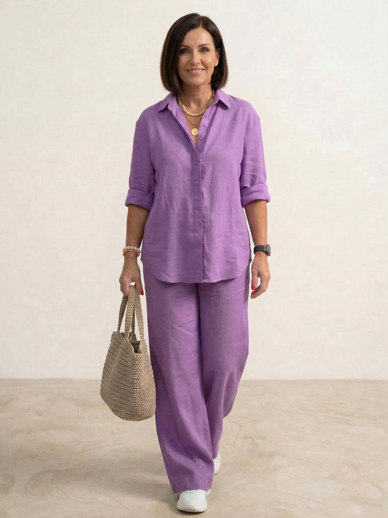 Relaxed Shirt &amp; Trousers Two-Piece Set