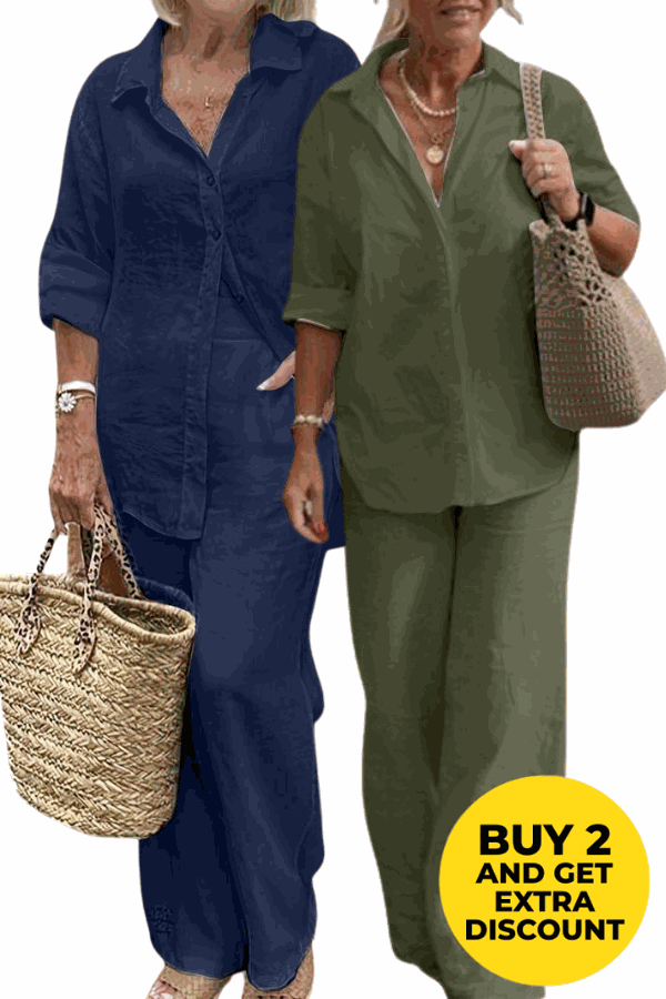 Relaxed Shirt &amp; Trousers Two-Piece Set