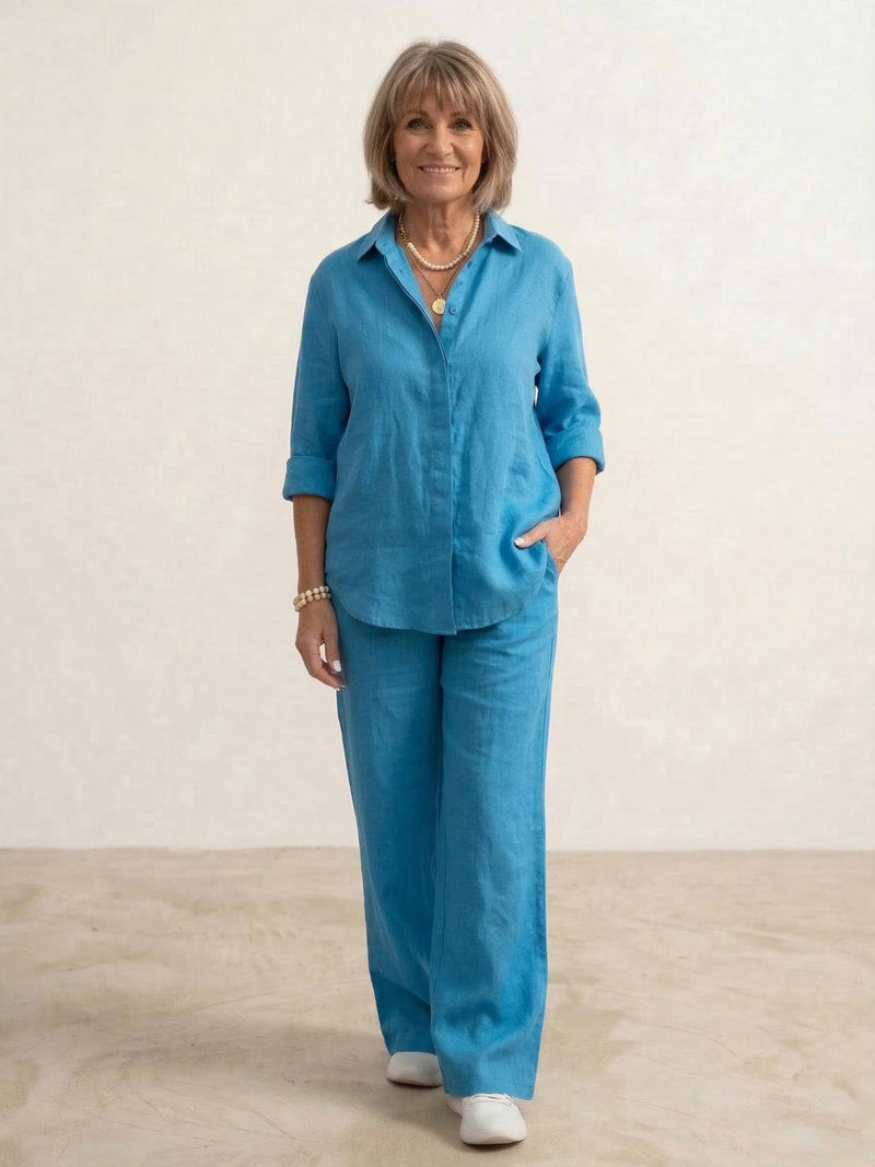 Relaxed Shirt &amp; Trousers Two-Piece Set