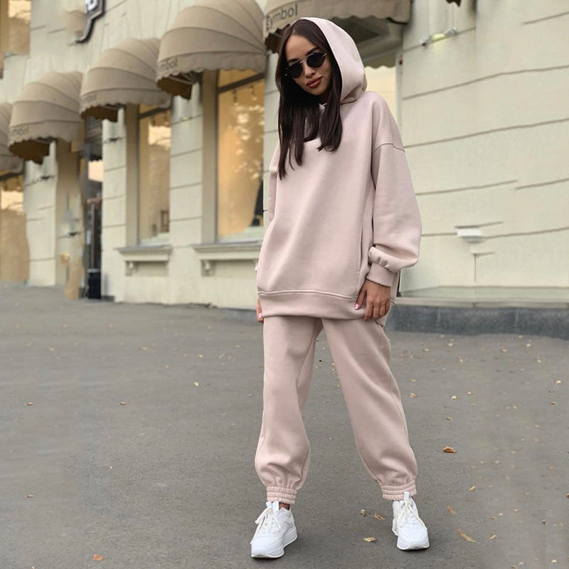 Hooded Sweatshirt Casual Two-Piece Set