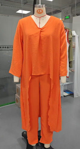 V-Neck Two-Piece Pants Set