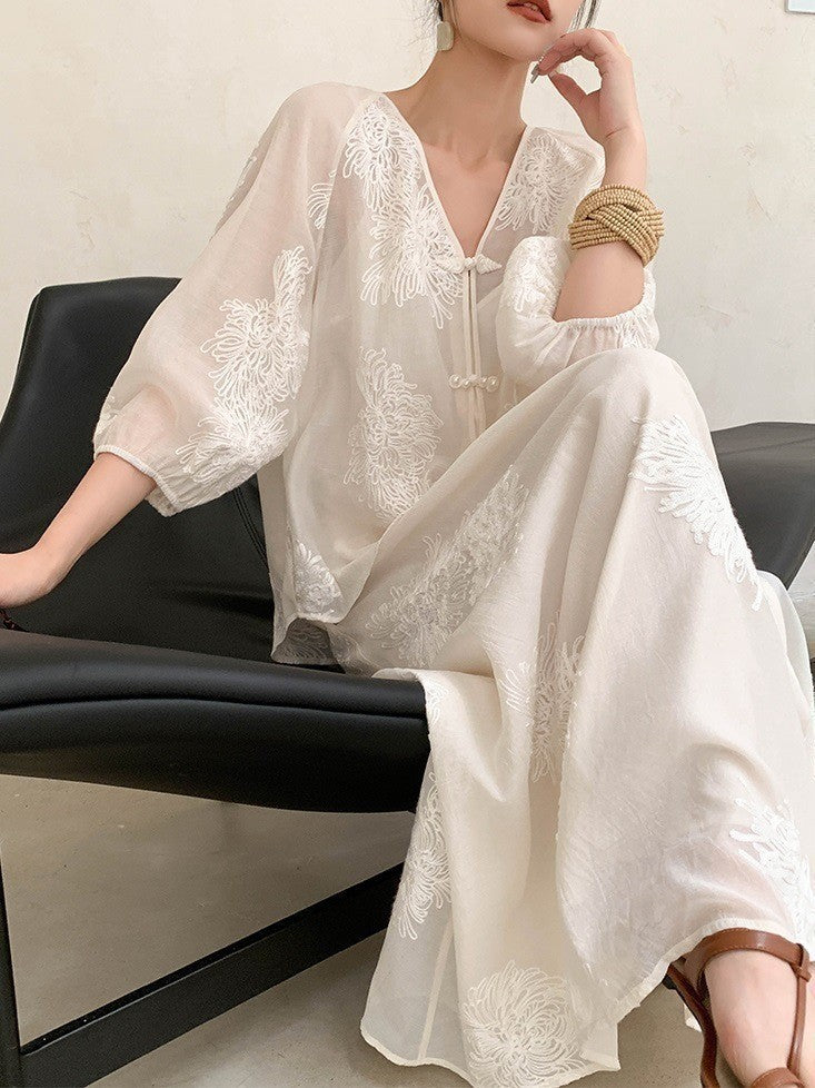 Elegant Two-Piece Embroidered Summer Outfit