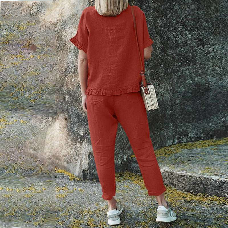 Plus Size Chinese Style Casual Pants Suit