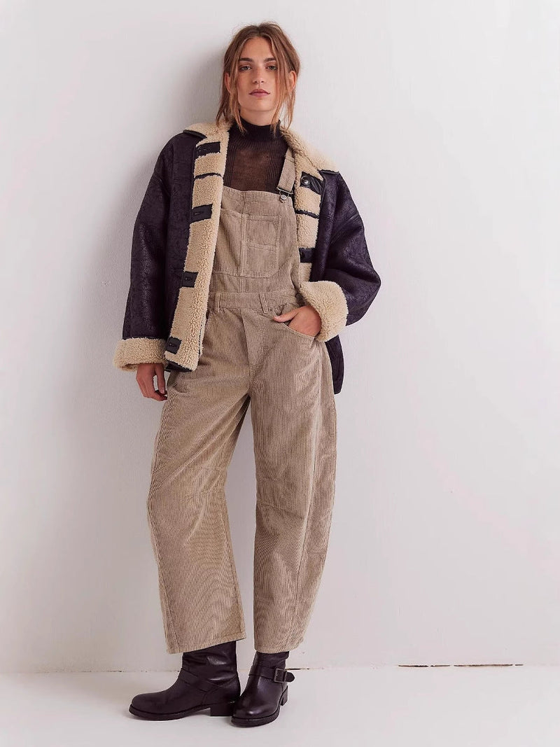 Corduroy Loose Jumpsuit for Elegant Commuter Style
