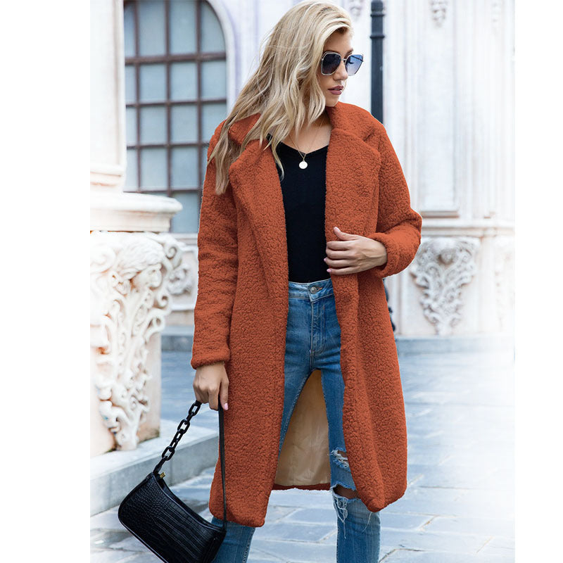 Chic Mid-Length Sherpa Fleece Coat