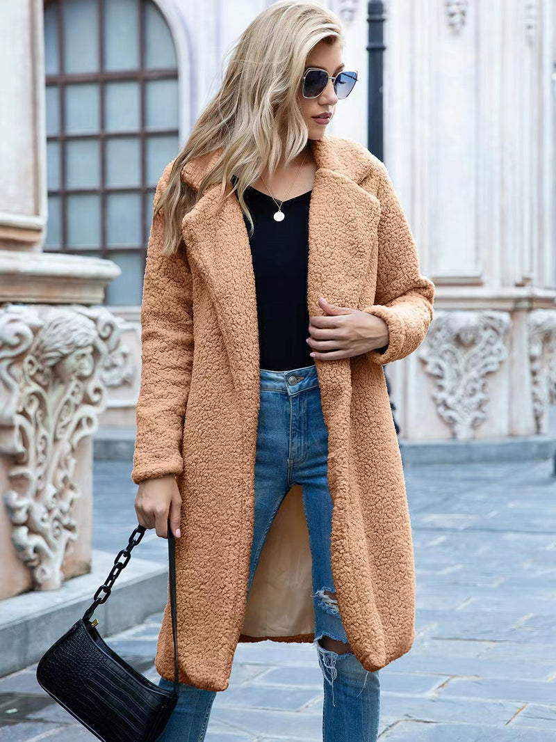 Chic Mid-Length Sherpa Fleece Coat