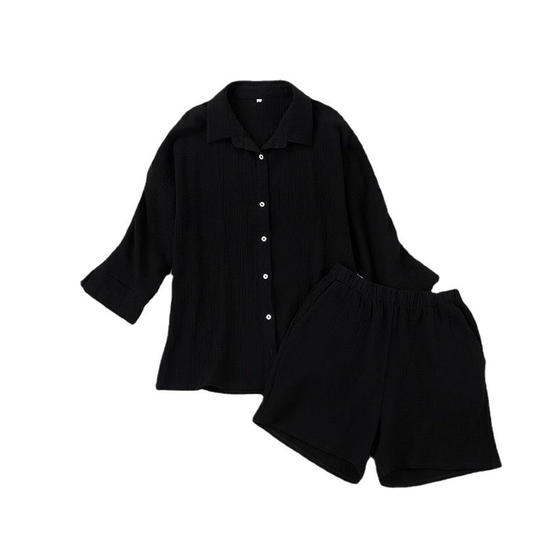 Cotton Shirt and Shorts Two-Piece Set for Commuting