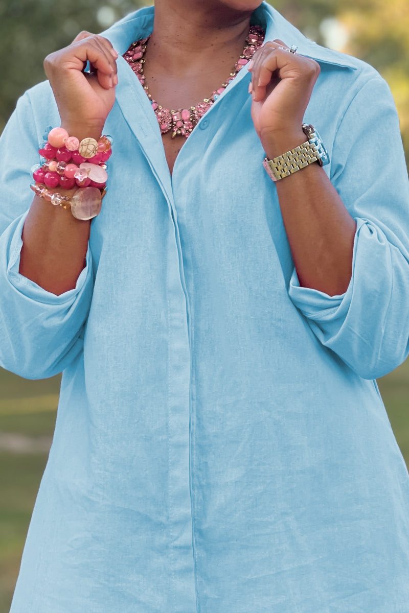 Oversized 100% Cotton Shirt and Wide-Leg Pants Co-ord Set