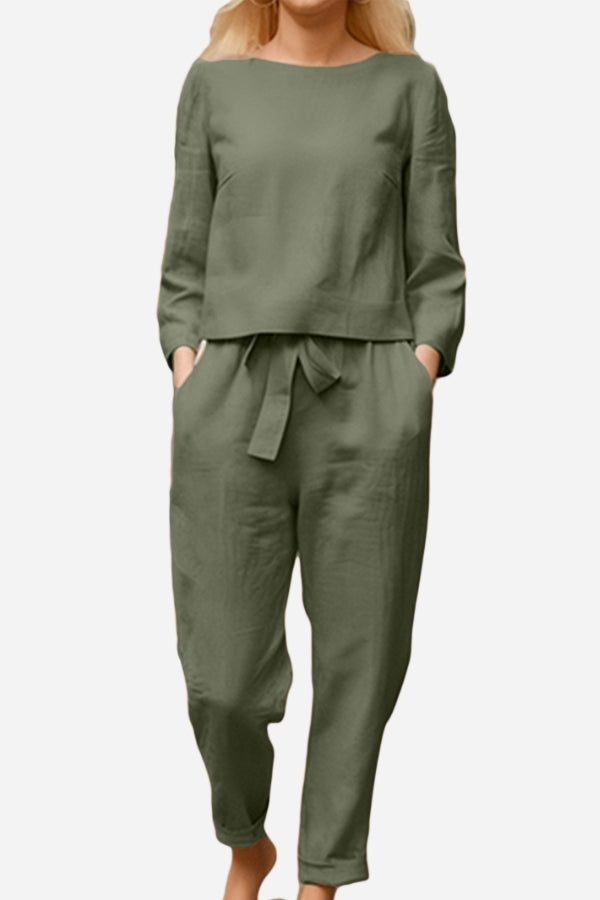 100% Cotton Linen Monochrome 2 Piece Set