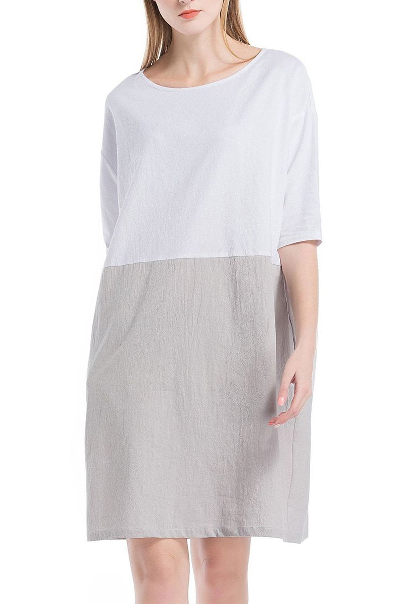 Colour Block Linen Dress
