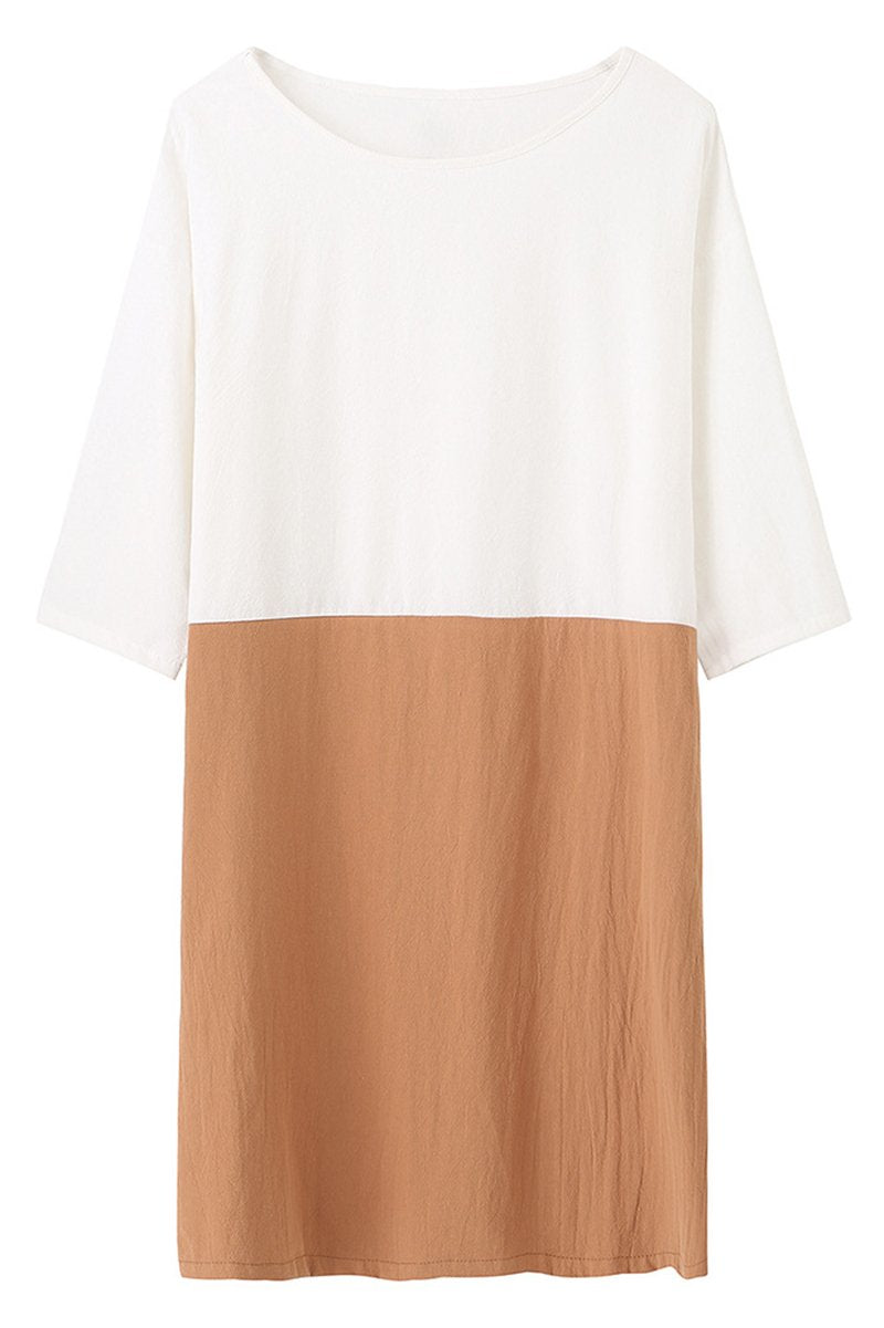 Colour Block Linen Dress
