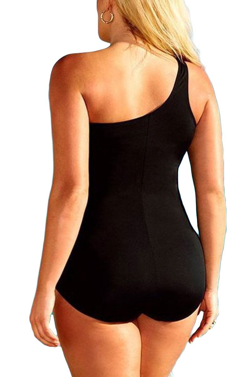 One Shoulder Mesh Panel Swimsuit